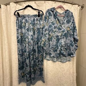 Free People Blue Floral Pajama Set